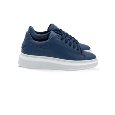 Sneakers blu in pelle con riporto blu - FLAG STORE